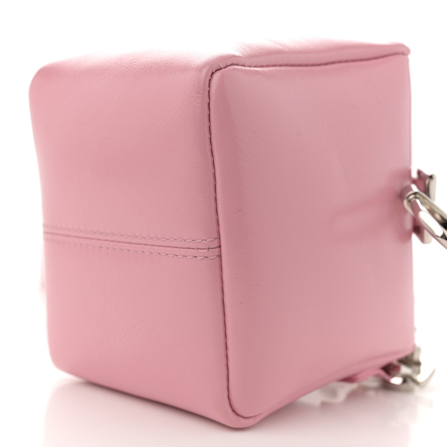 Patent Calfskin Mini Cube Pandora Chain Shoulder Bag Pink