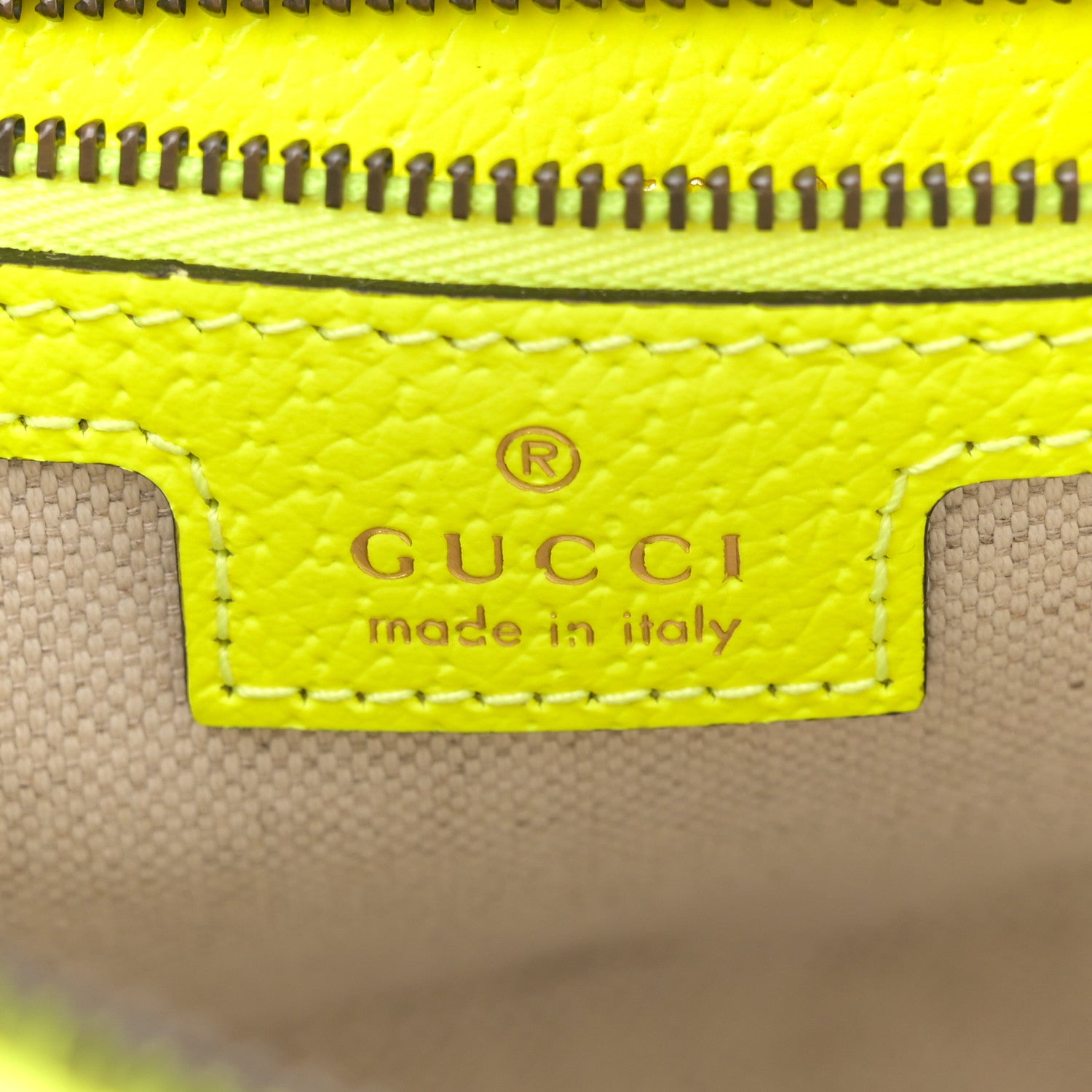 Gucci GG Supreme Monogram Textured Dollar Calfskin Web Ophidia Wristlet Shoulder Bag Beige Ebony Fluo Yellow 6 of 10