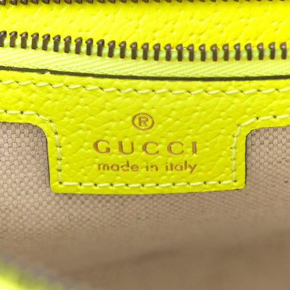 Gucci GG Supreme Monogram Textured Dollar Calfskin Web Ophidia Wristlet Shoulder Bag Beige Ebony Fluo Yellow 6 of 10