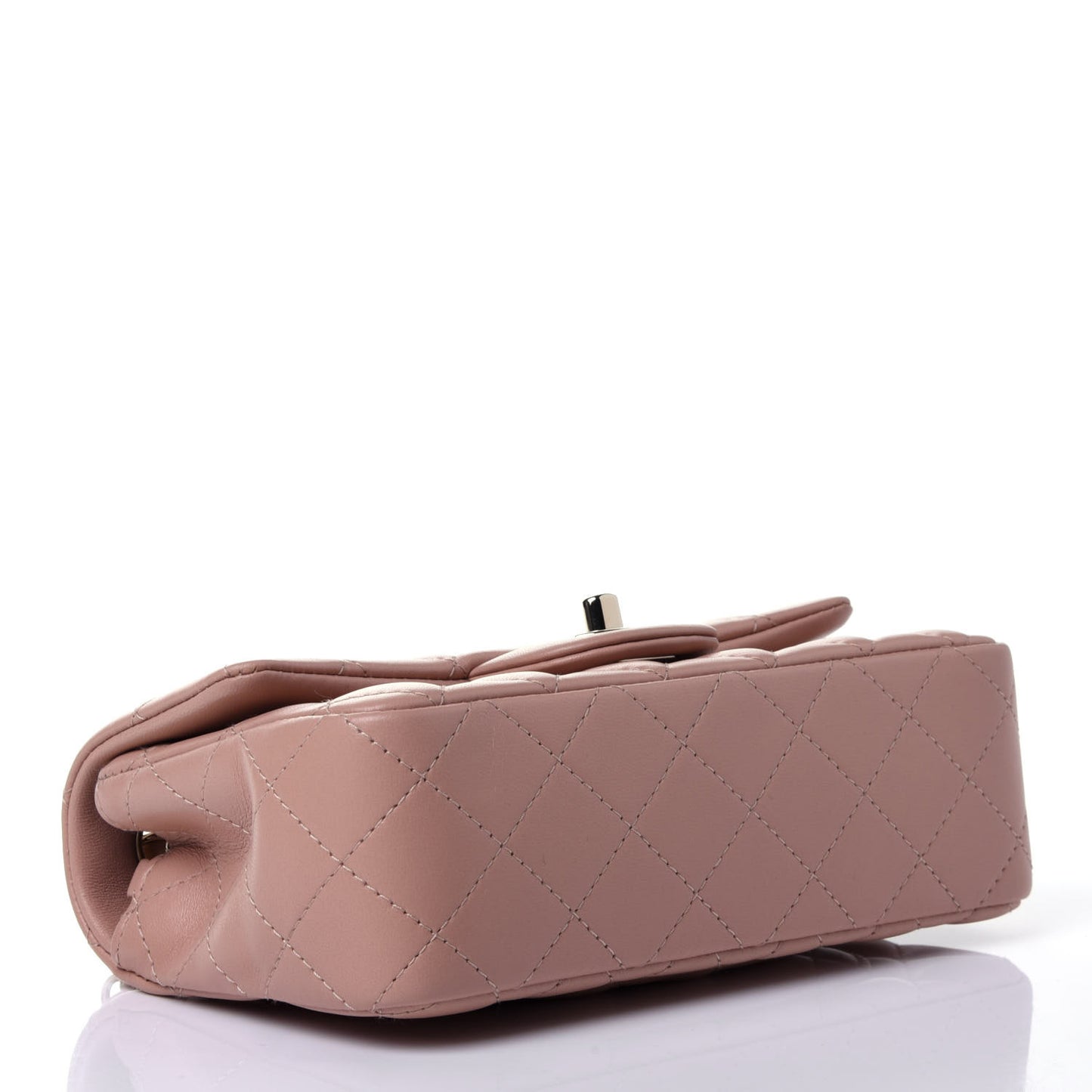 Lambskin Quilted Mini Rectangular Flap Beige
