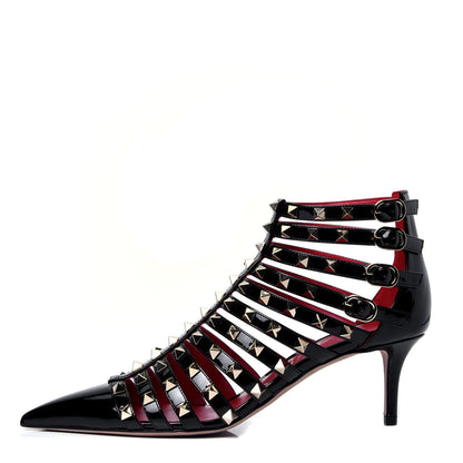 Valentino Garavani Patent Rockstud Alcove Caged 60mm Booties 38 Black 1 of 7
