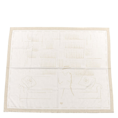 Chanel Wool Silk Lightweight Throw Blanket Beige 1 of 5