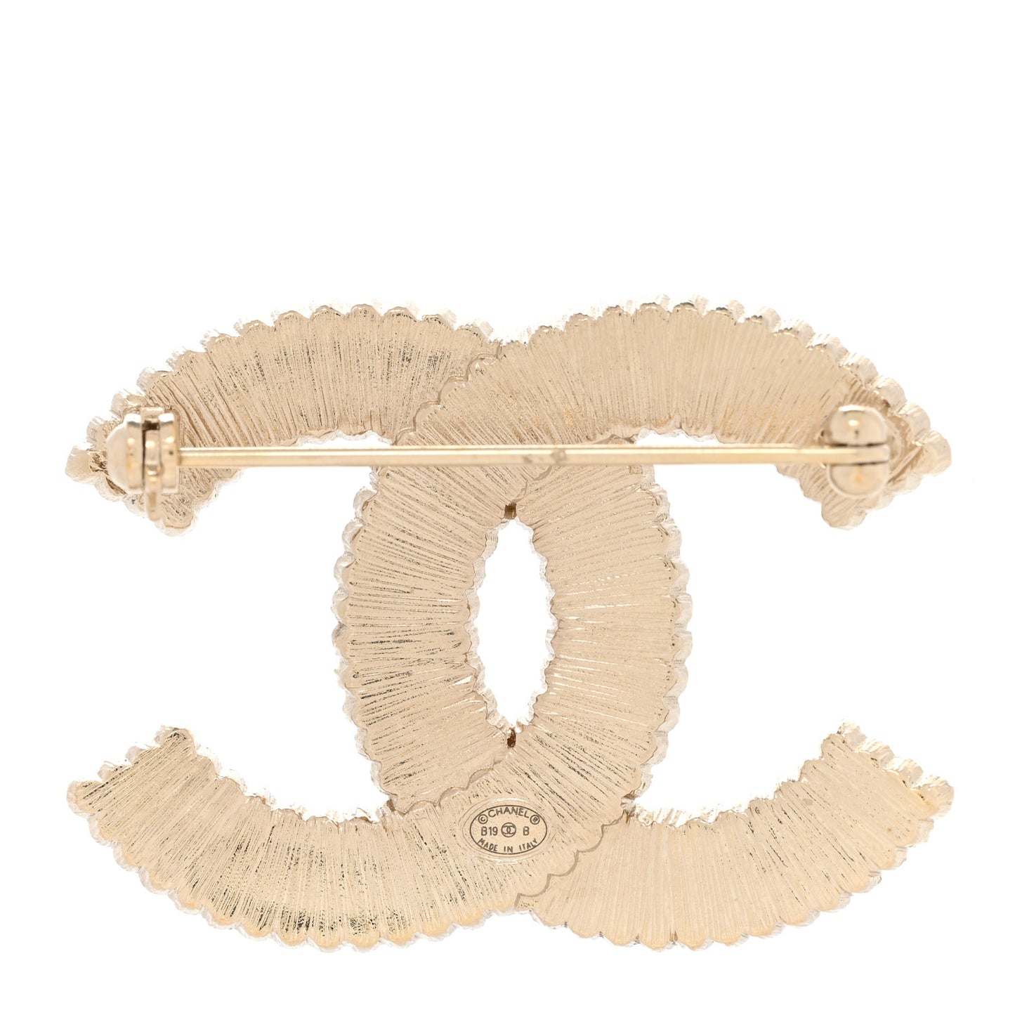 Pearl Crystal Lace Camellia CC Brooch Gold