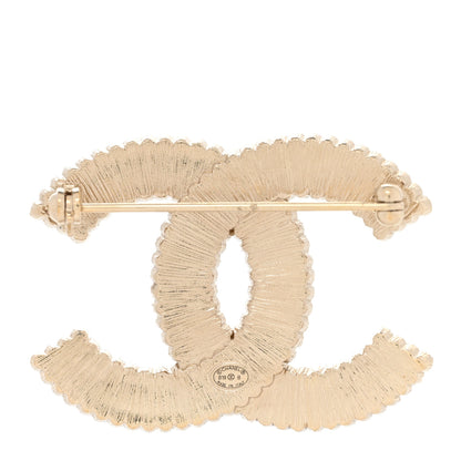 Chanel Pearl Crystal Lace Camellia CC Brooch Gold 3 of 6