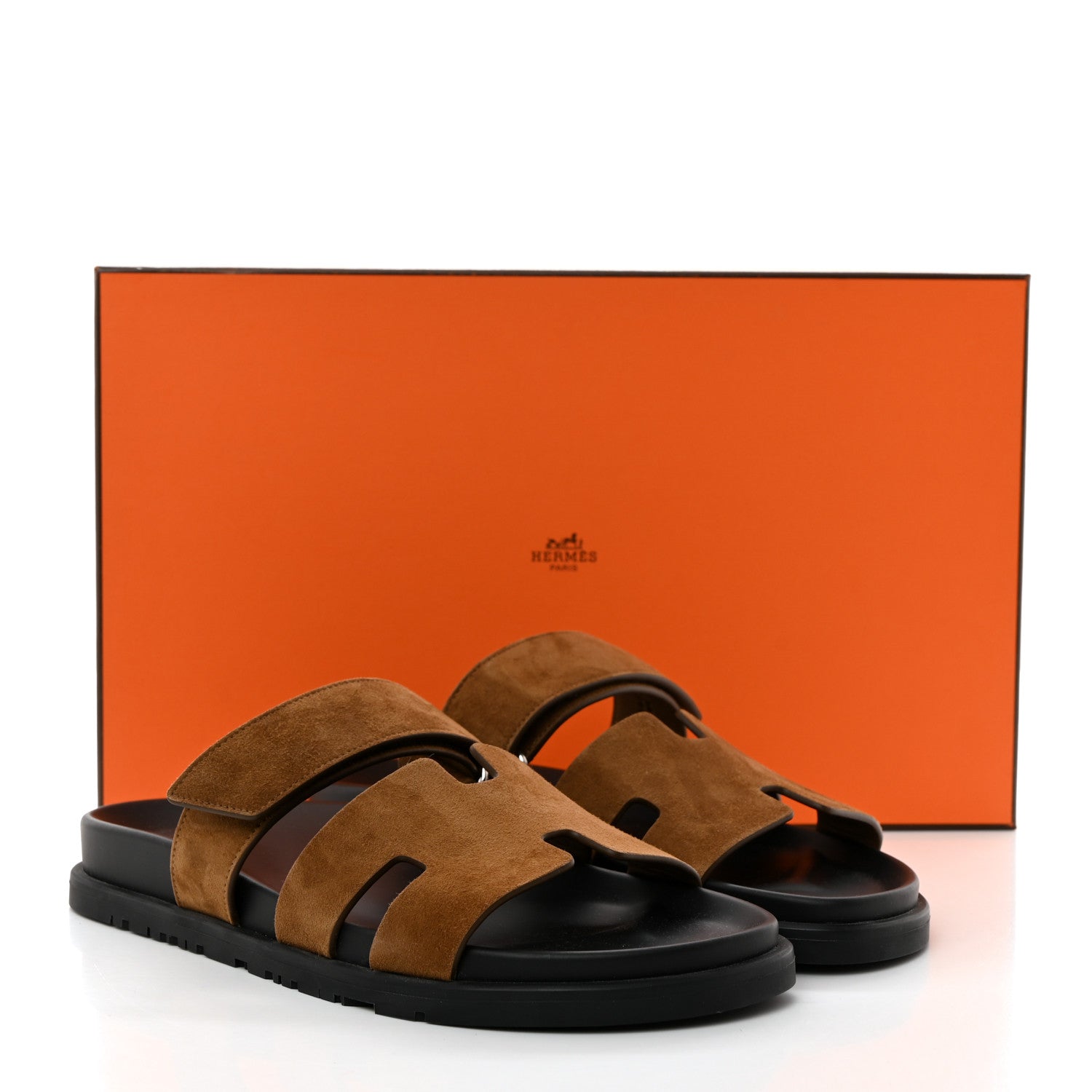 Hermes Suede Goatskin Womens Chypre Sandals 39 Brun Fume 9 of 9