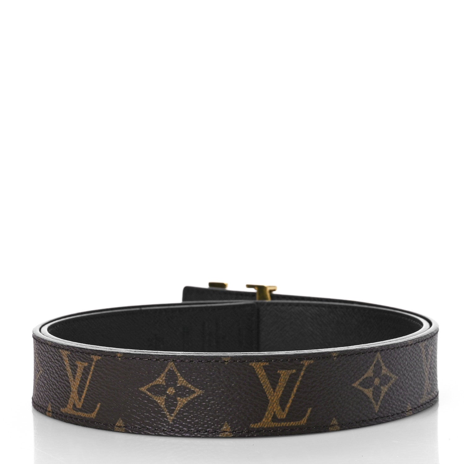 Louis Vuitton Calfskin Monogram 30mm LV Initiales Reversible Belt 85 34 Black 2 of 4