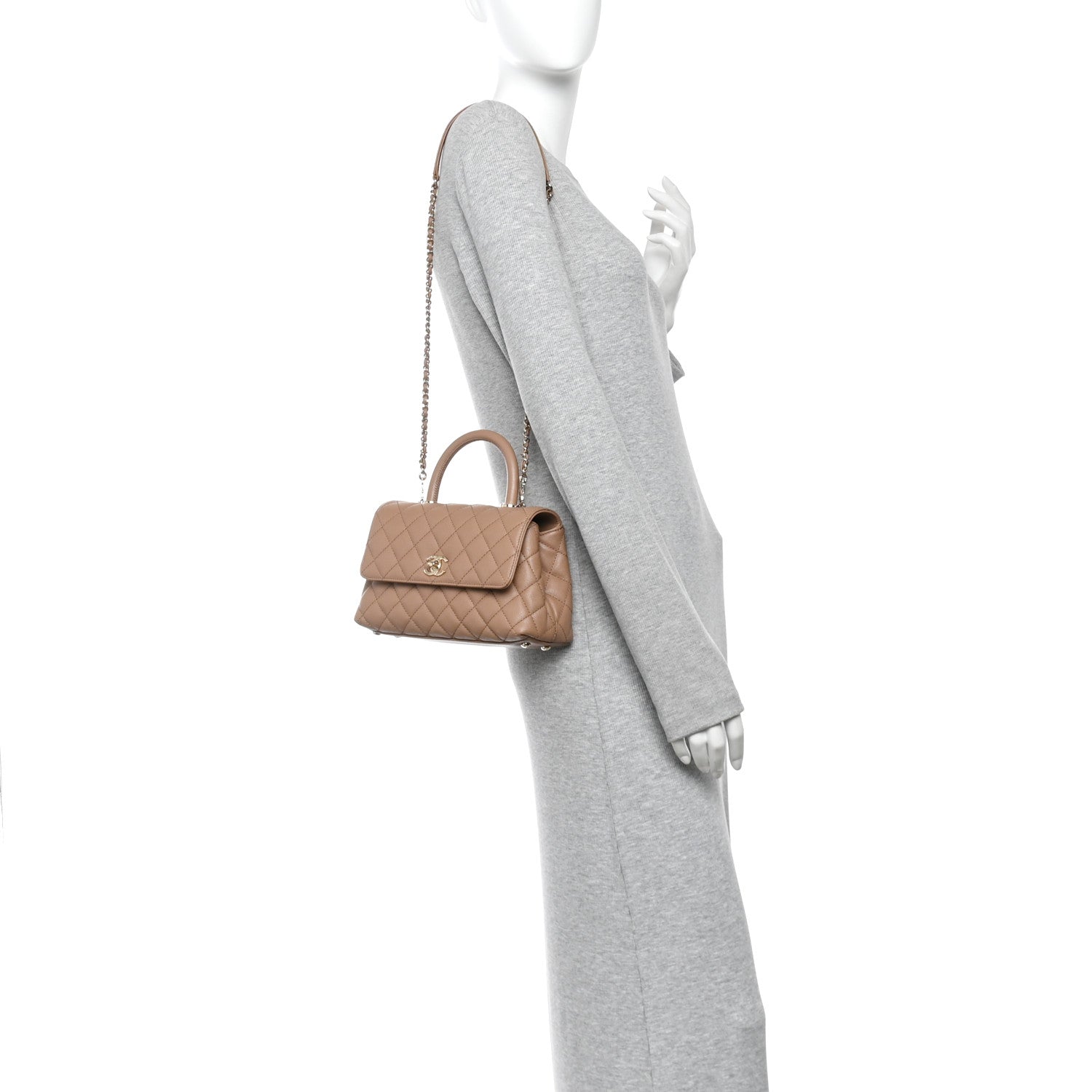 Chanel Caviar Quilted Mini Coco Handle Flap Beige Beige 2 of 10