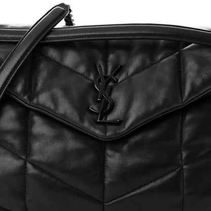 Saint Laurent Lambskin Quilted Monogram Monochrome Medium Loulou Puffer Chain Satchel Black 10 of 12