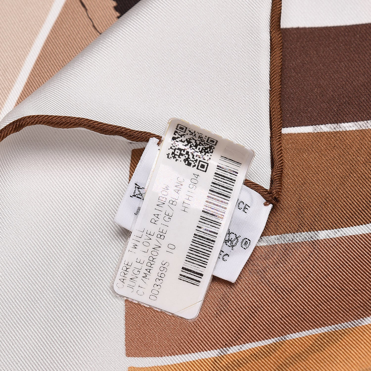 Hermes Silk Jungle Love Rainbow Scarf 90 Marron Beige White 3 of 4