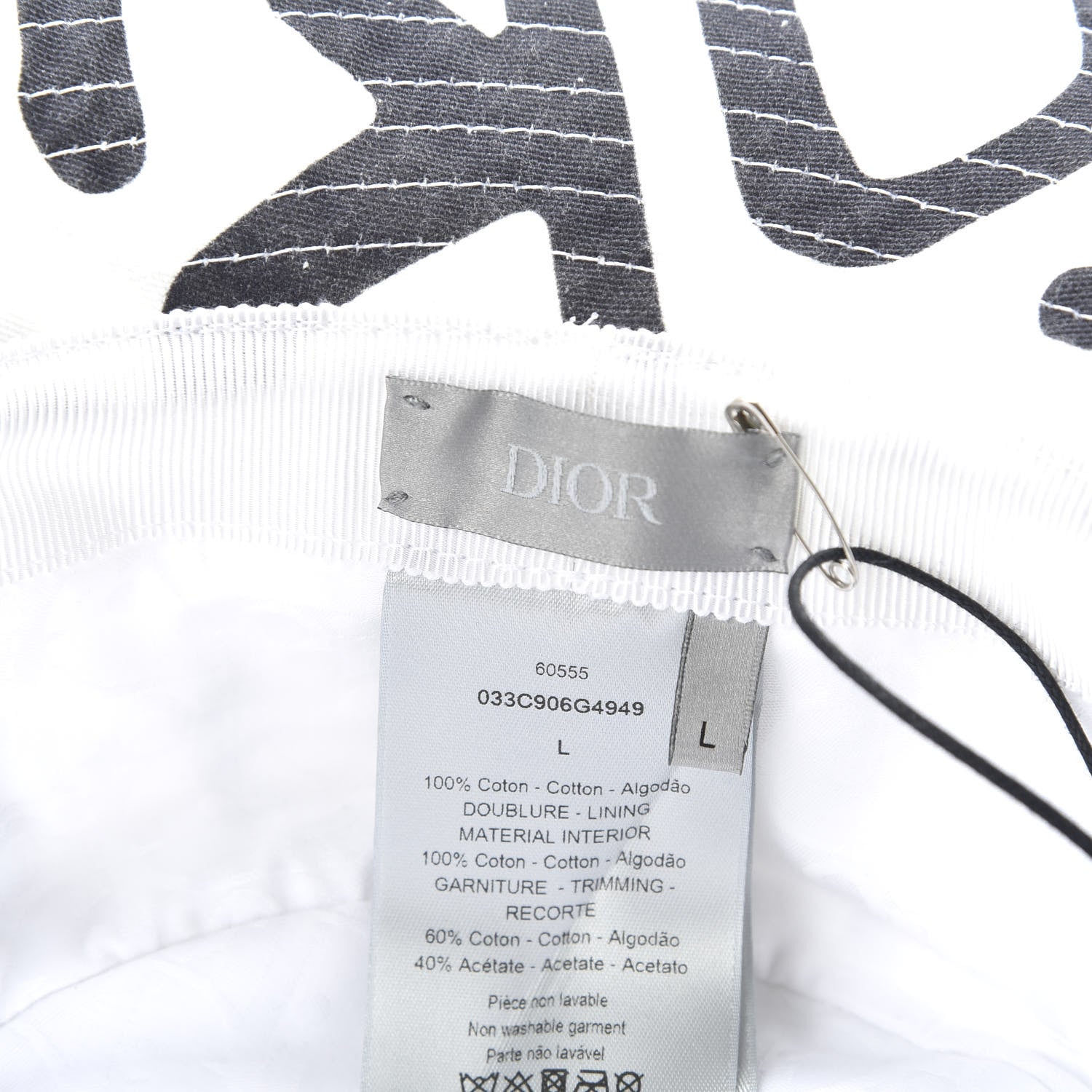 Christian Dior X SHAWN STUSSY Bucket Hat L Black White 653120