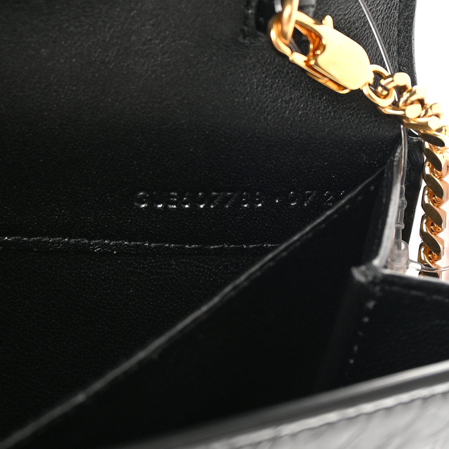 Calfskin Python Embossed Monogram Uptown Chain Wallet Black