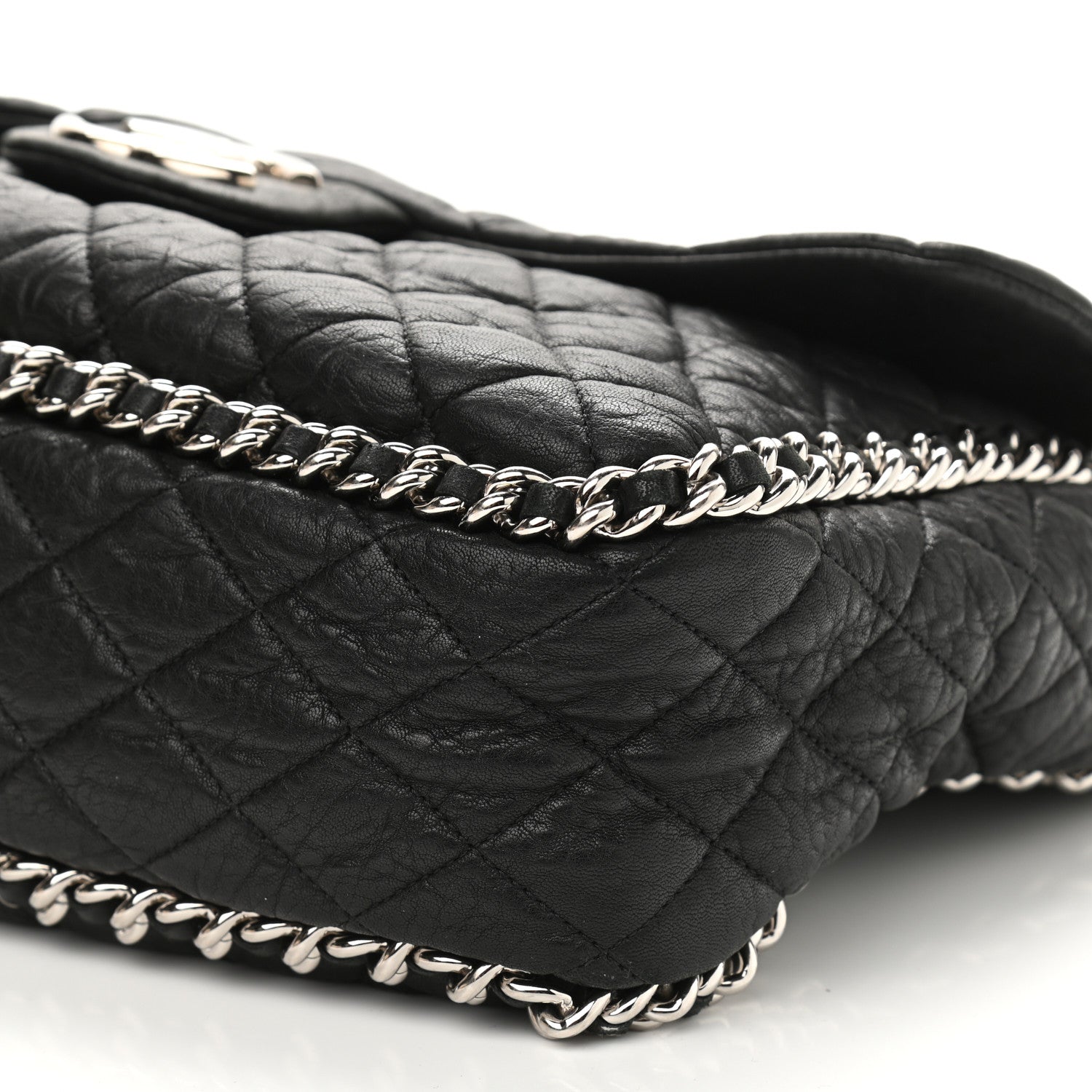 Chanel Washed Lambskin Quilted Maxi Chain Around Flap Black 10 of 10
