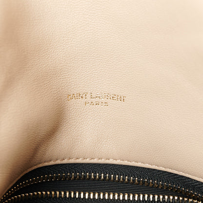 Saint Laurent Lambskin Quilted Small Loulou Puffer Monogram Chain Satchel Dark Beige 6 of 11