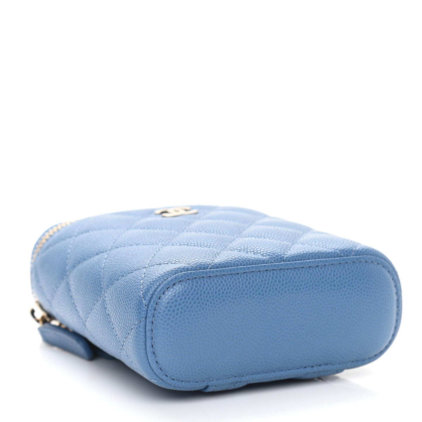 Caviar Quilted Small Vertical Coco Beauty Vanity Case With Chain Blue