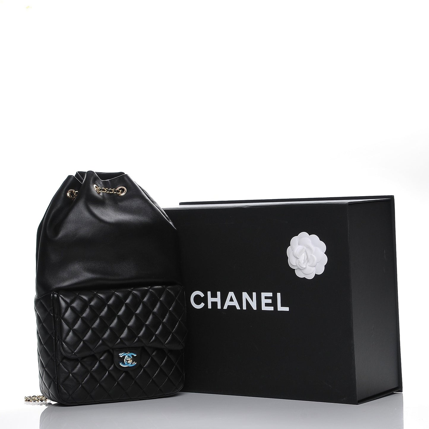Lambskin Quilted Large In Seoul Backpack Navy