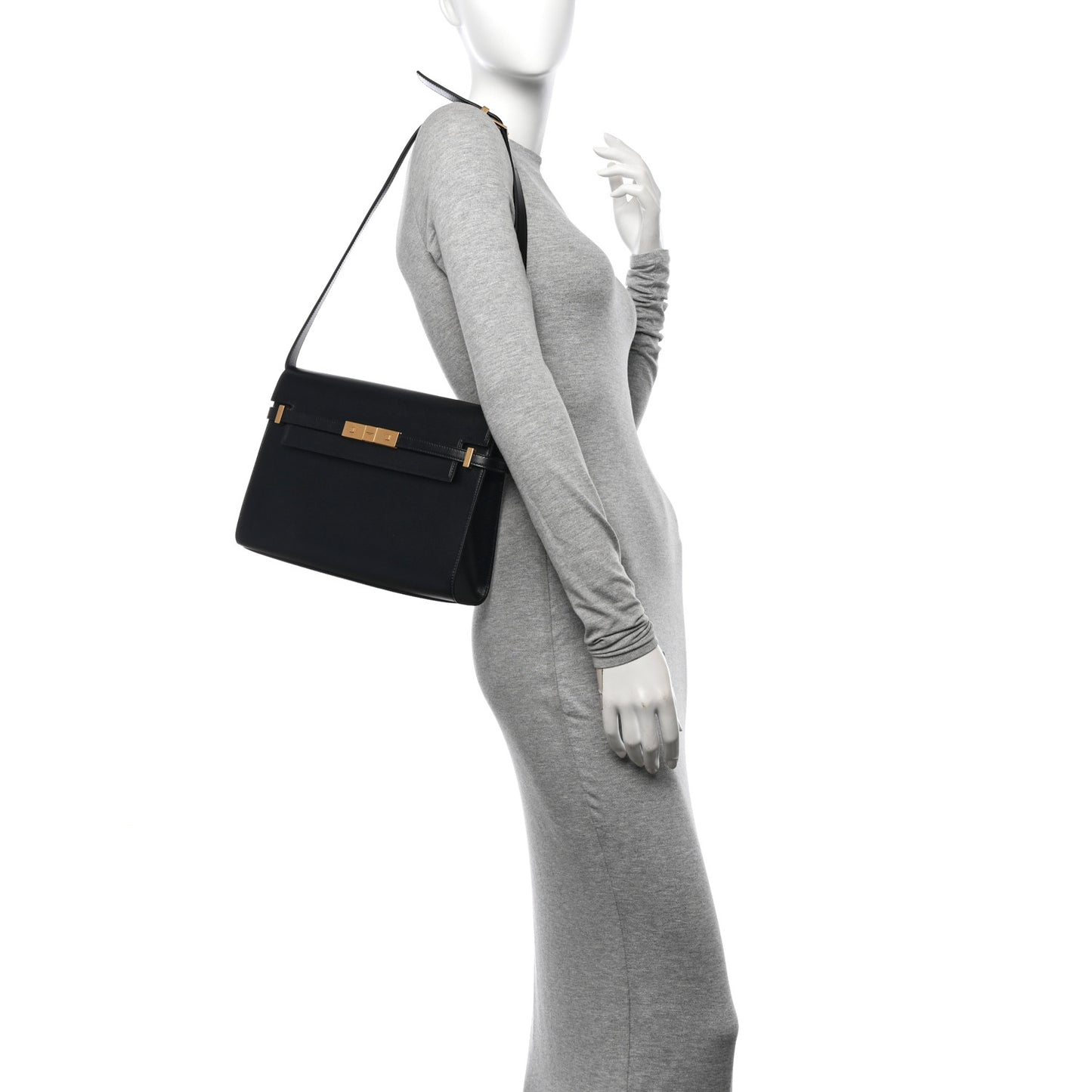 Smooth Calfskin Manhattan Shoulder Bag Black