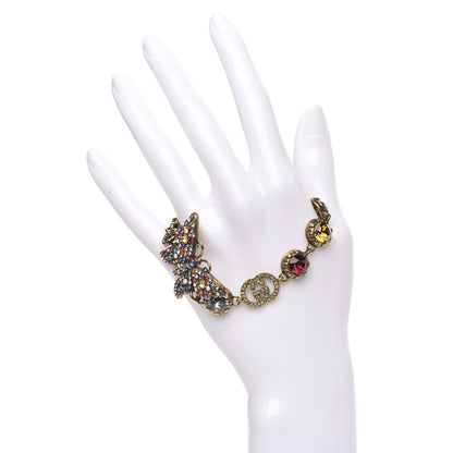 Gucci Crystal Butterfly Bracelet Aged Gold Multicolor 2 of 4