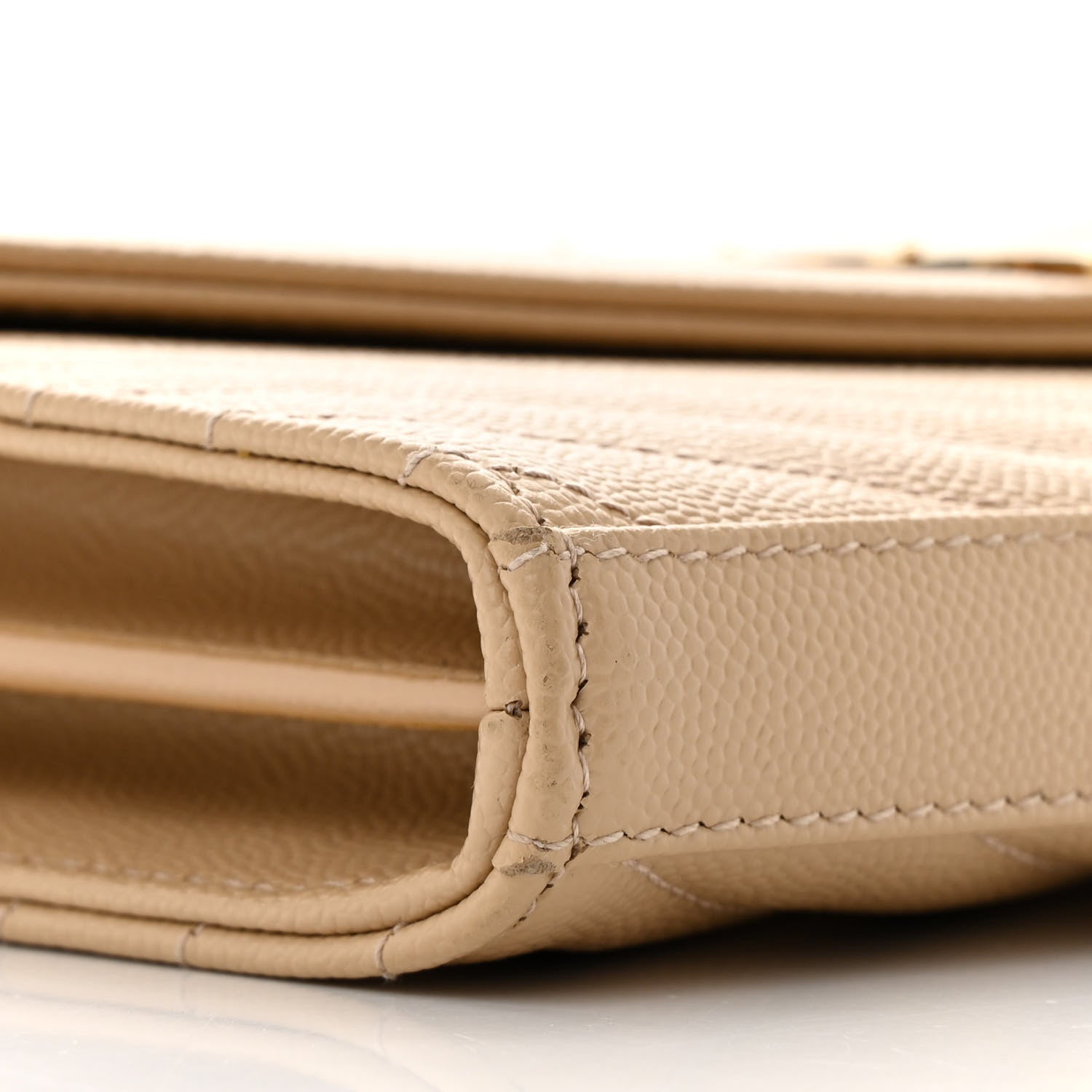 Saint Laurent Grain De Poudre Matelasse Chevron Monogram Chain Wallet Nude Powder 9 of 14