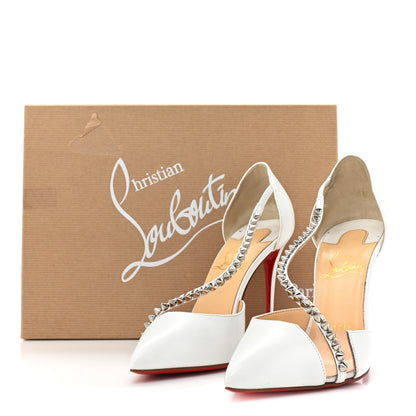 Christian Louboutin Kid PVC Spike Cross 100 Pumps 35 White Silver 17 of 17