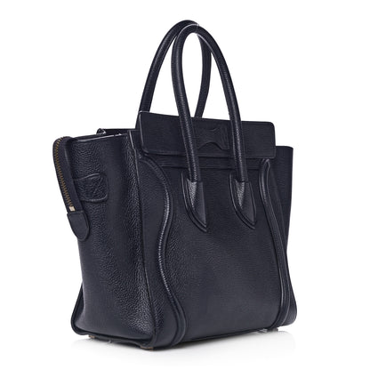 Celine Drummed Calfskin Micro Luggage Midnight 2 of 15