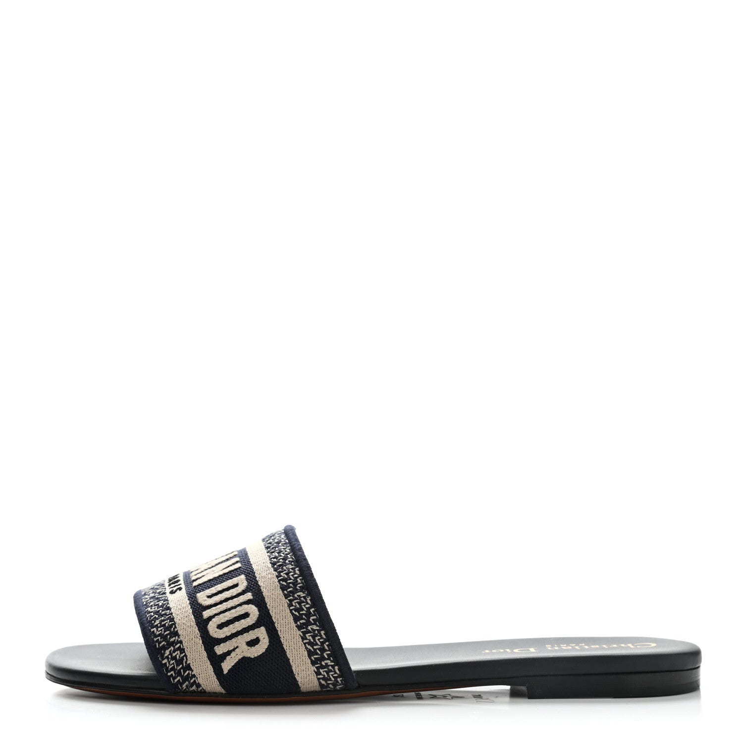 Christian Dior Canvas Embroidered Dway Mules Slide Sandals 37 Deep Blue 1 of 8