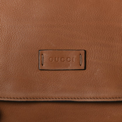 Gucci Grained Calfskin Mens Double Buckle Flap Messenger Bag Tan 9 of 15