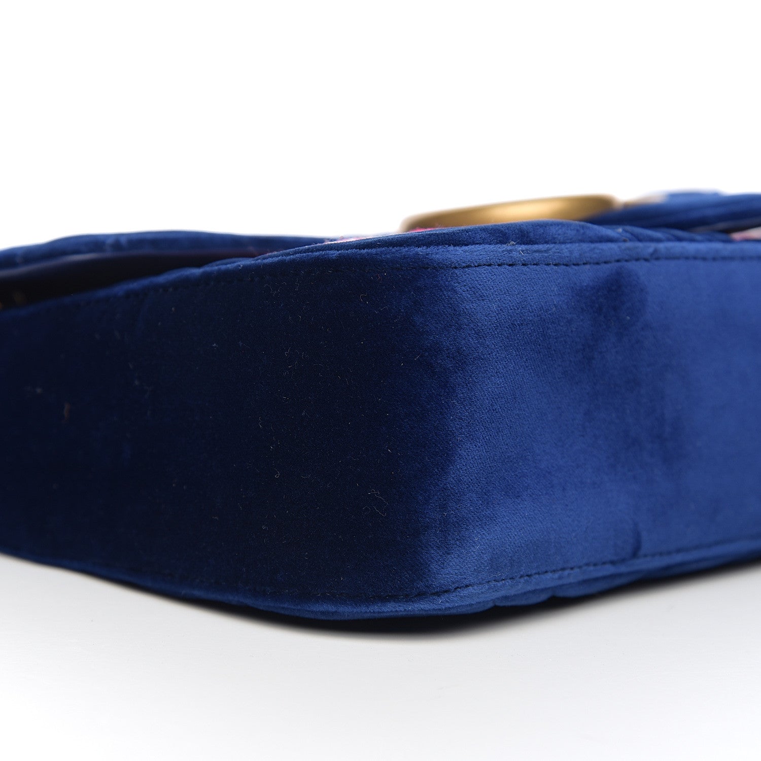 Gucci Velvet Matelasse Modern Embroidered Medium GG Marmont Shoulder Bag Cobalt 7 of 9