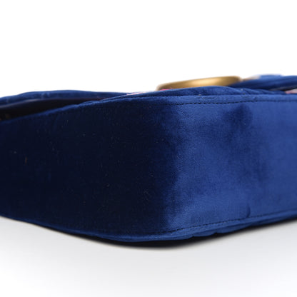 Gucci Velvet Matelasse Modern Embroidered Medium GG Marmont Shoulder Bag Cobalt 7 of 9