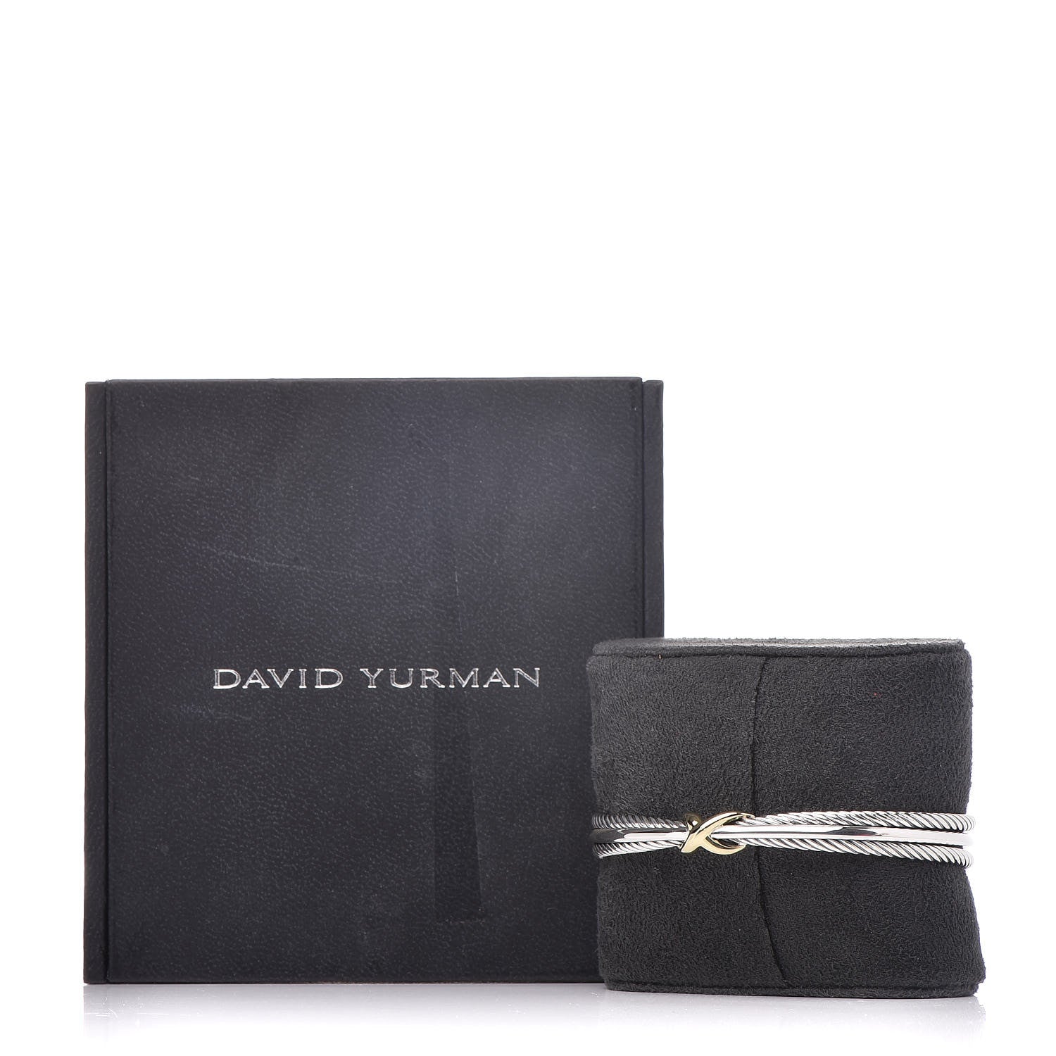 David Yurman Sterling Silver 18K Yellow Gold 7mm Crossover X Bracelet 5 of 5