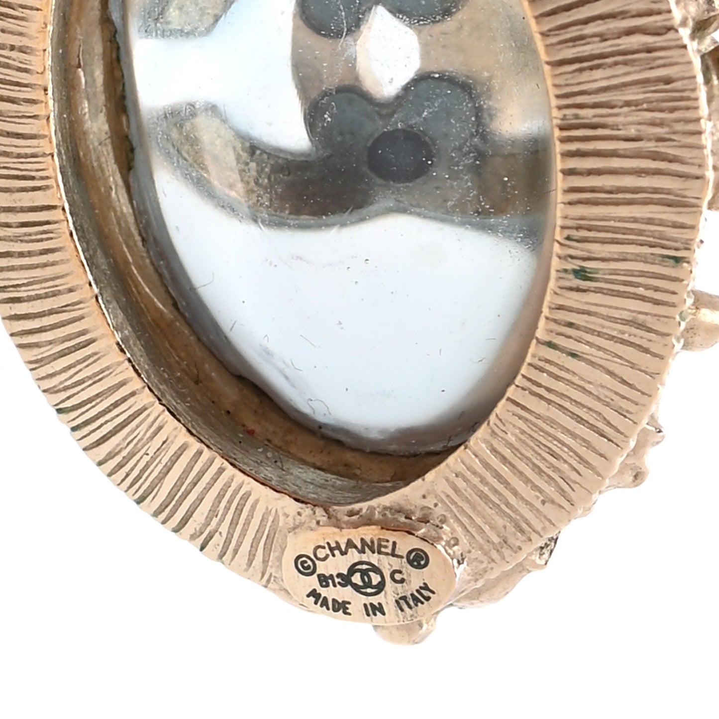 Enamel CC Oval Necklace Gold Blue