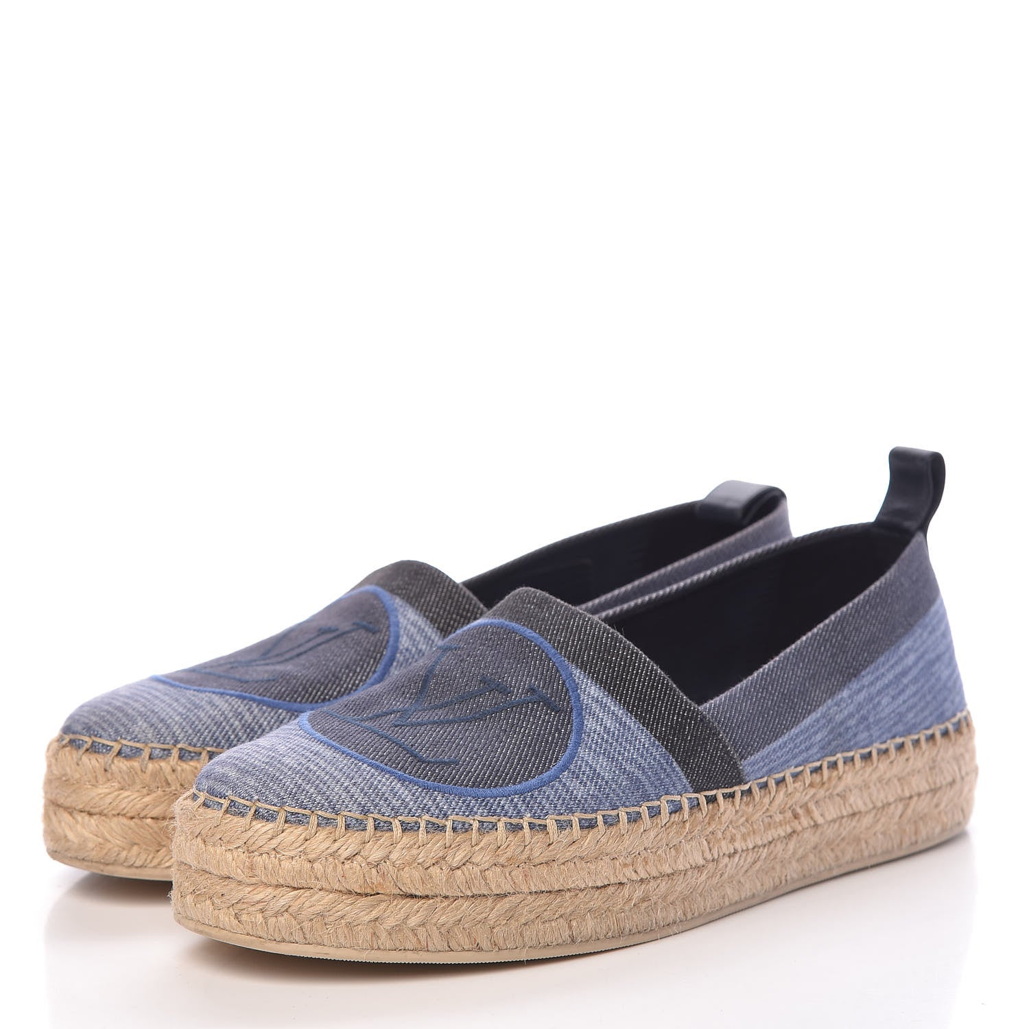 Louis Vuitton Canvas Blue Shore Espadrille Flats 38 Marine 3 of 19
