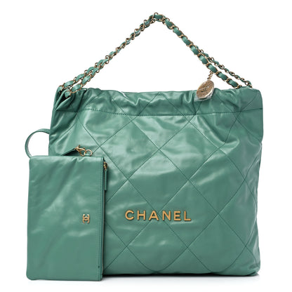 Chanel Shiny Calfskin Quilted Chanel 22 Green 1 of 10
