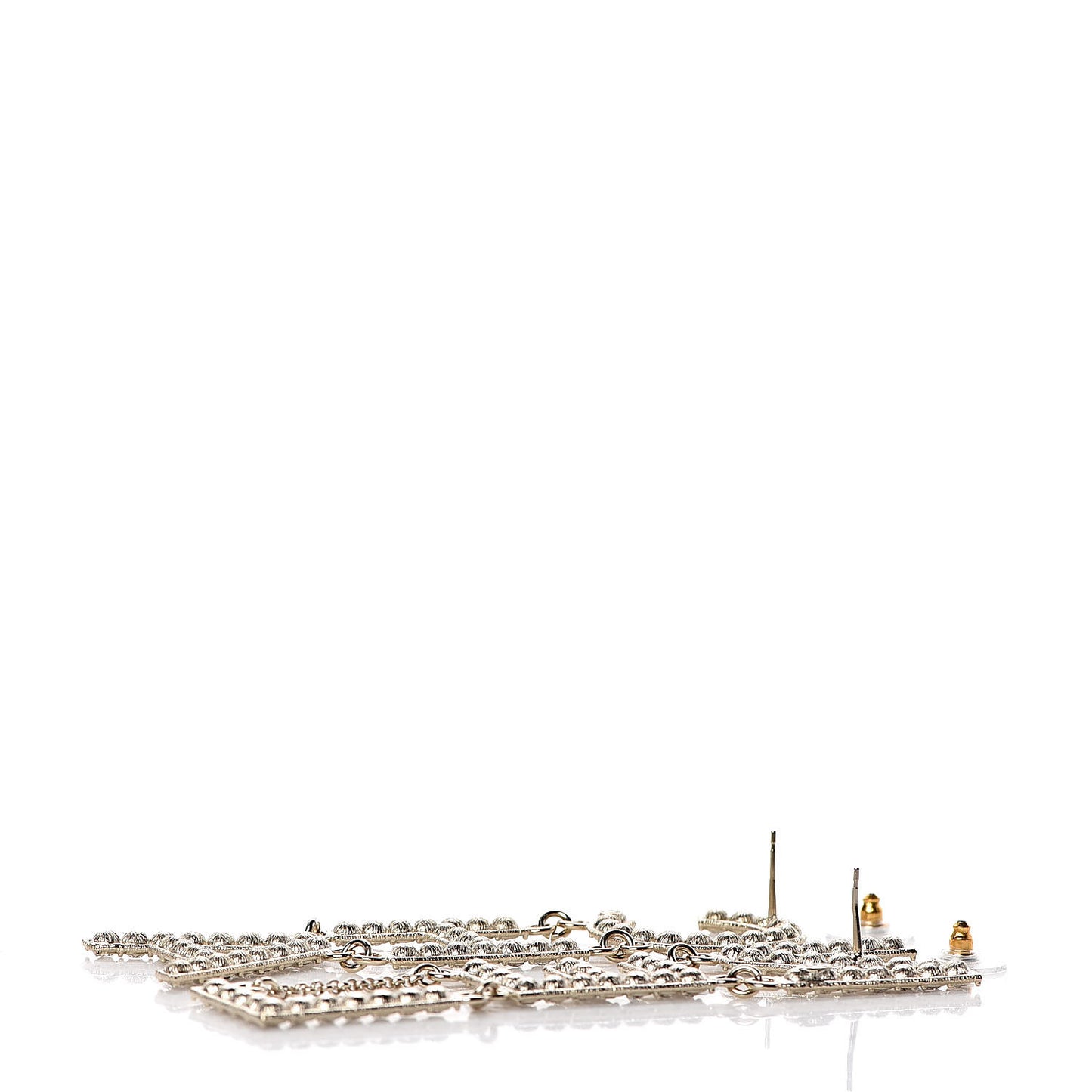 Crystal Cha-Nel Logo Drop Earrings Gold