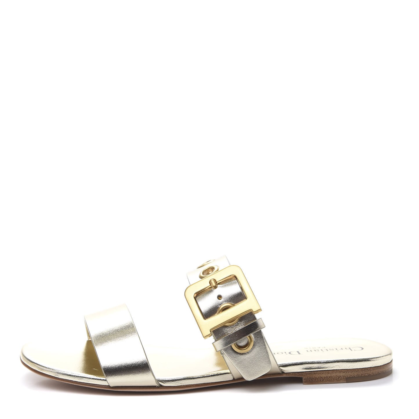 Laminated Calfskin D-Dior Sandal 38.5 Pale Gold
