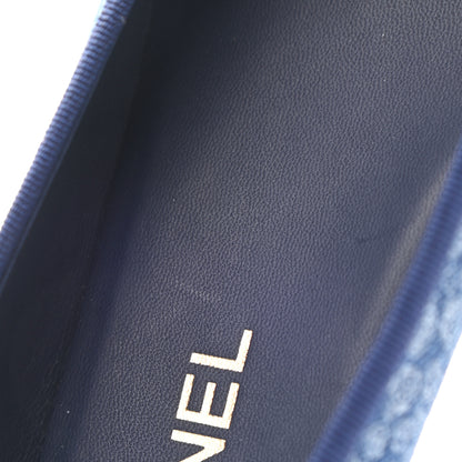 Chanel Denim Camellia Print Ballerina Flats 38 Dark Blue 8 of 11