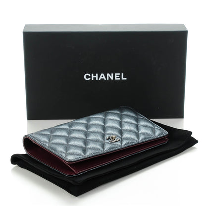 Chanel Metallic Calfskin Quilted Yen Wallet Charcoal 4 of 8