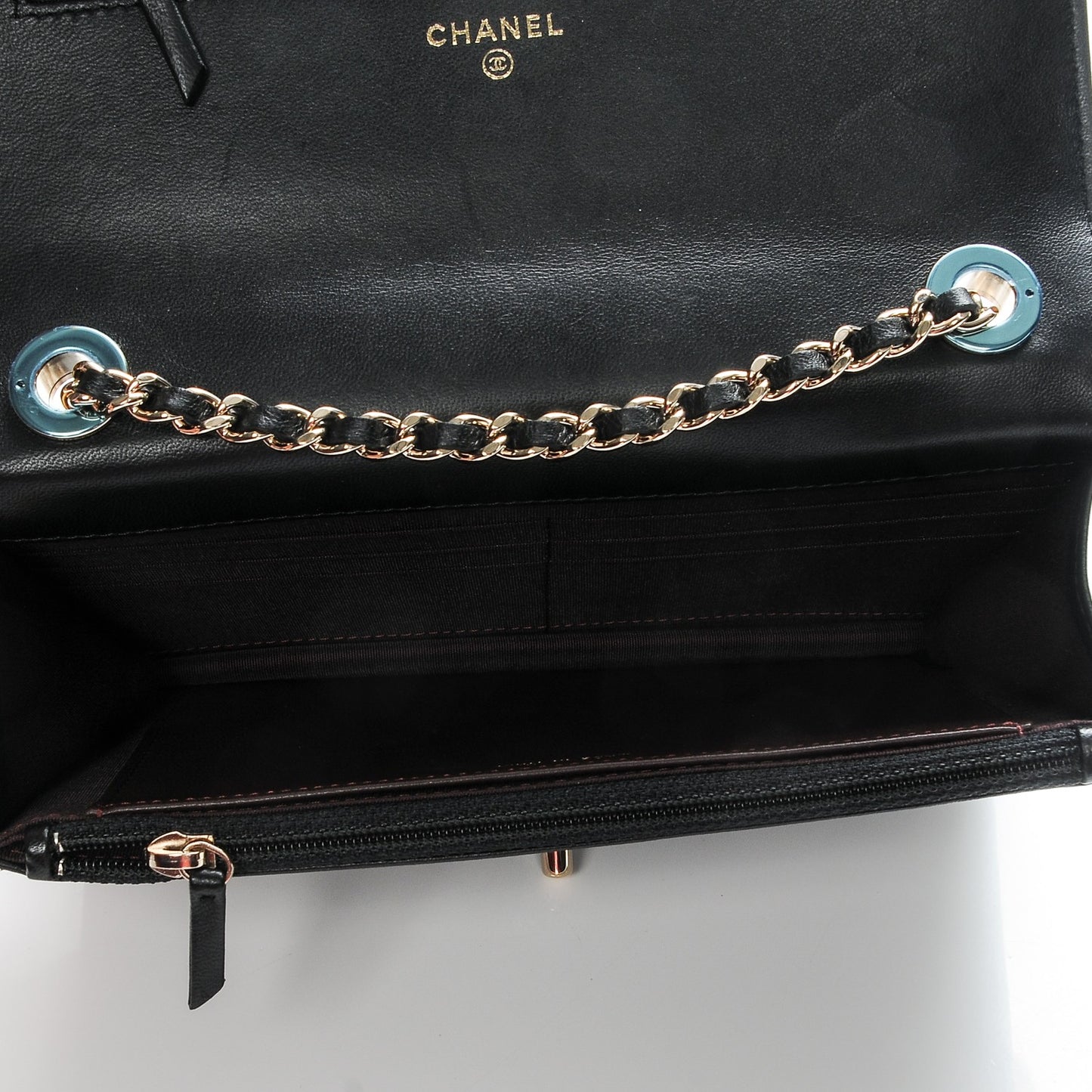 Lambskin Quilted Trendy CC Wallet On Chain WOC Black