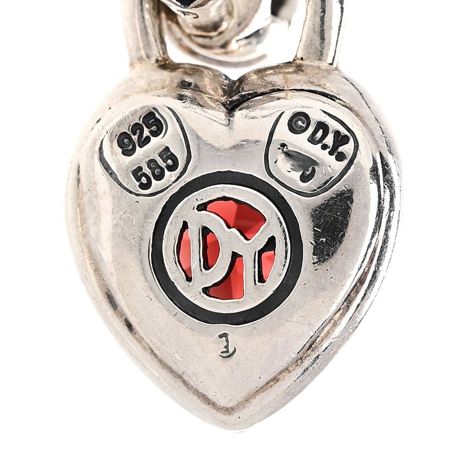 David Yurman Sterling Silver 14K Yellow Gold Garnet Heart Earrings 4 of 4