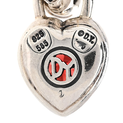 David Yurman Sterling Silver 14K Yellow Gold Garnet Heart Earrings 4 of 4