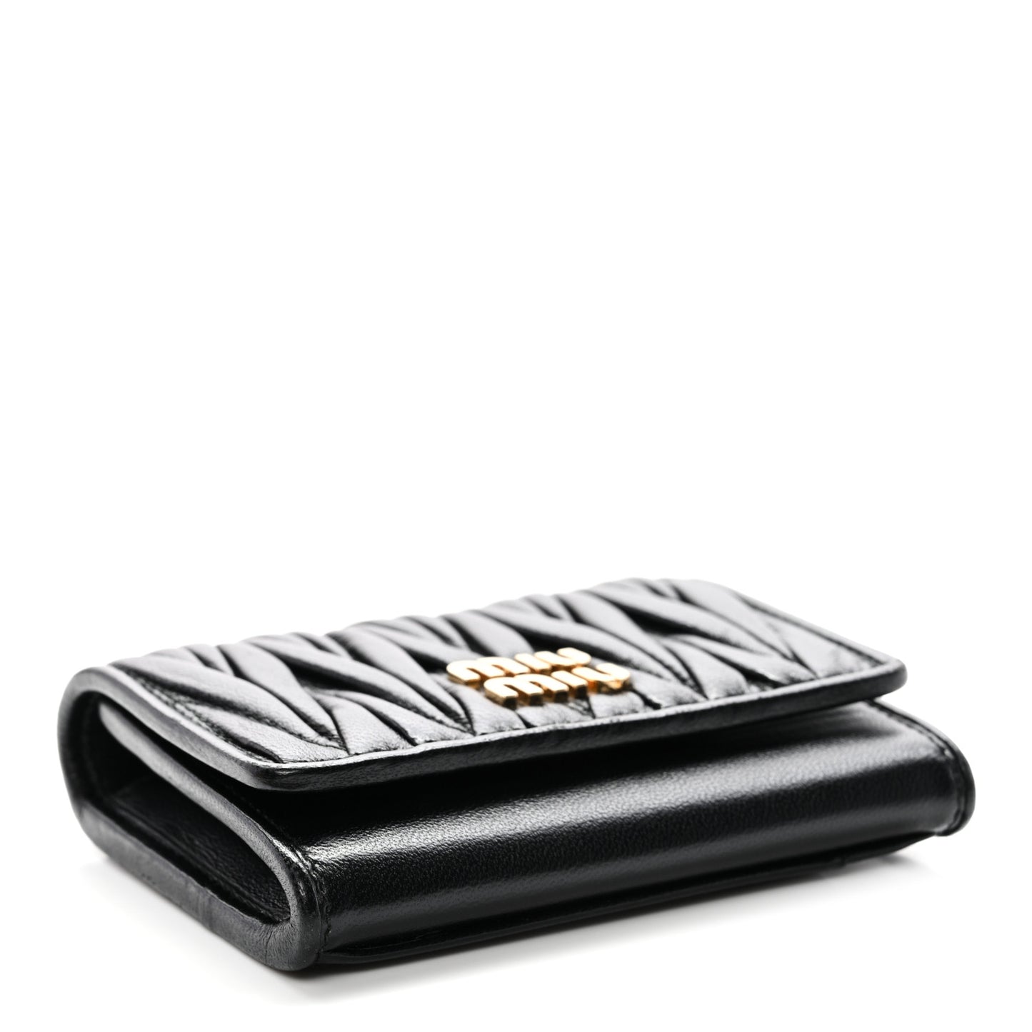 Nappa Matelasse Flap Card Holder Black