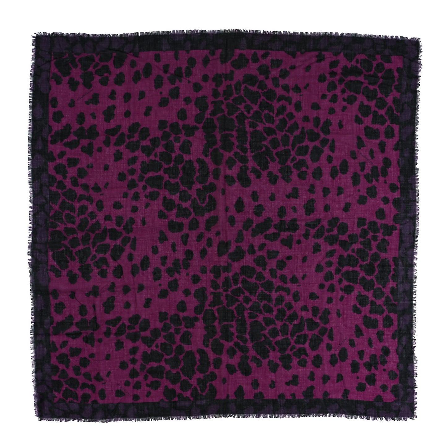 Wool Silk Cashmere London Animal Print Square Scarf Magenta
