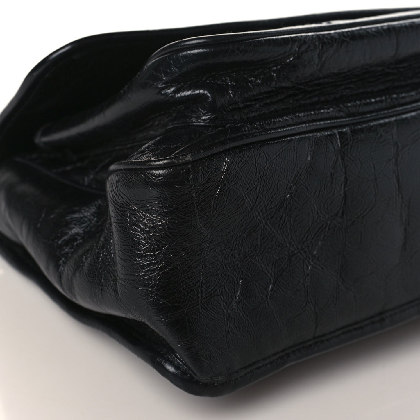 Crinkled Calfskin Matelasse Monogram Medium Niki Chain Satchel Black