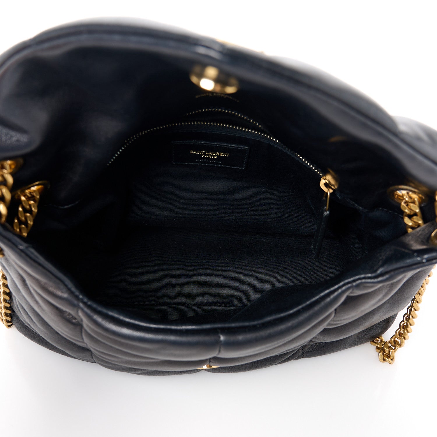 Saint Laurent Lambskin Quilted Small Loulou Puffer Monogram Chain Satchel Black 5 of 11