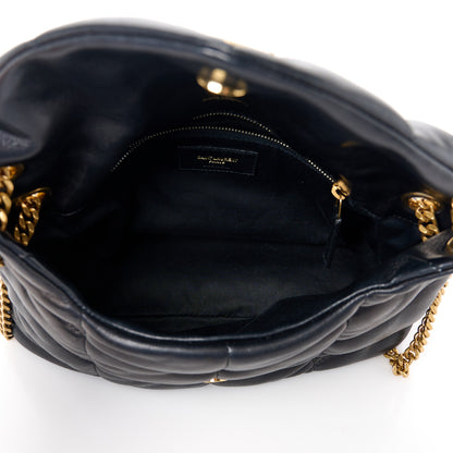 Saint Laurent Lambskin Quilted Small Loulou Puffer Monogram Chain Satchel Black 5 of 11