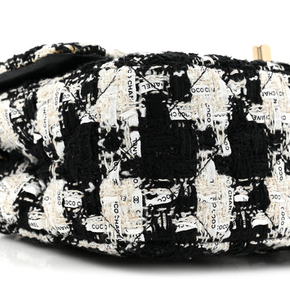 Chanel Tweed Quilted Mini Rectangular Flap Black Ecru White 9 of 10