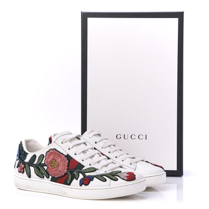 Gucci Calfskin Web Floral Embroidered Womens Ace Sneakers 36 White 10 of 10