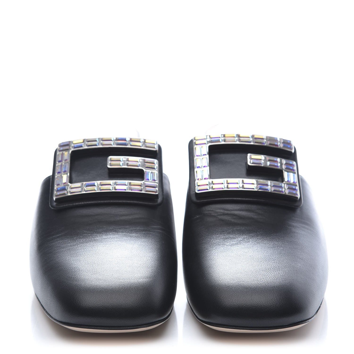 Gucci Malaga Kid Crystal Square G Madelyn Mules 41 Black 3 of 10