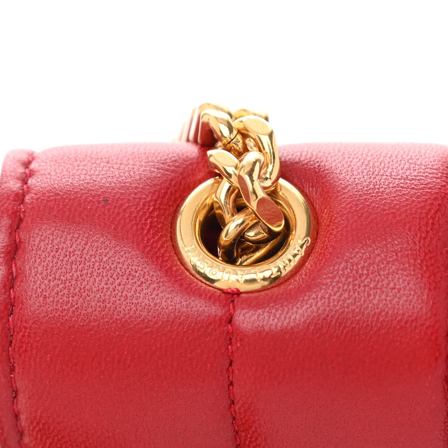 Lambskin Matelasse Monogram Vicky Chain Wallet Rouge Eros