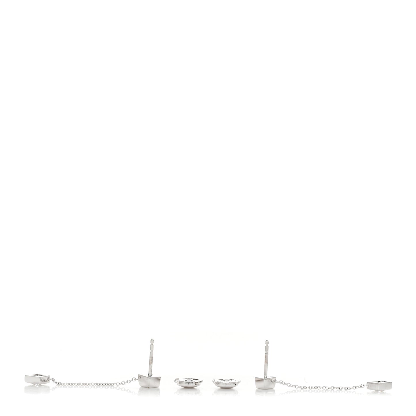 18K White Gold Diamond Frank Gehry Torque Drop Earrings