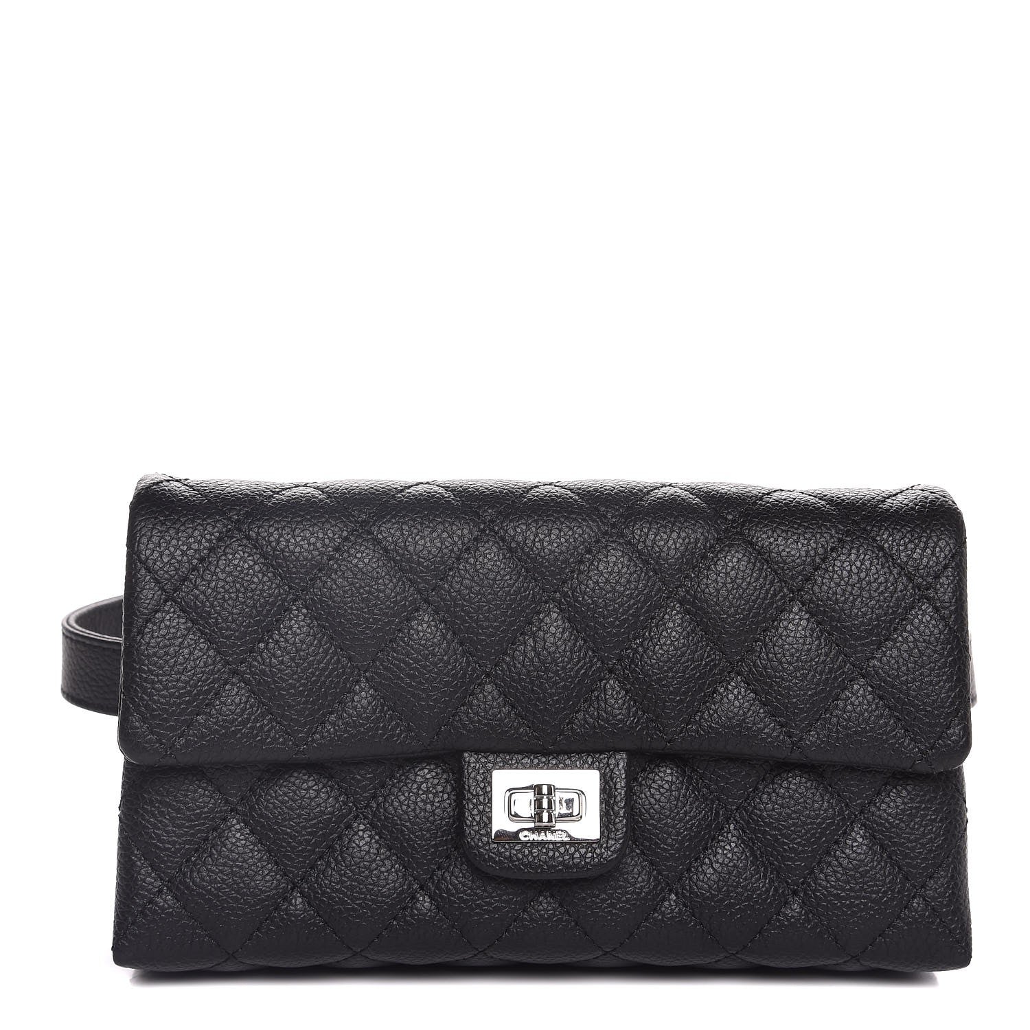 Chanel Grained Calfskin Quilted 2.55 Reissue Flap Belt Bag Clutch Black 1 of 8